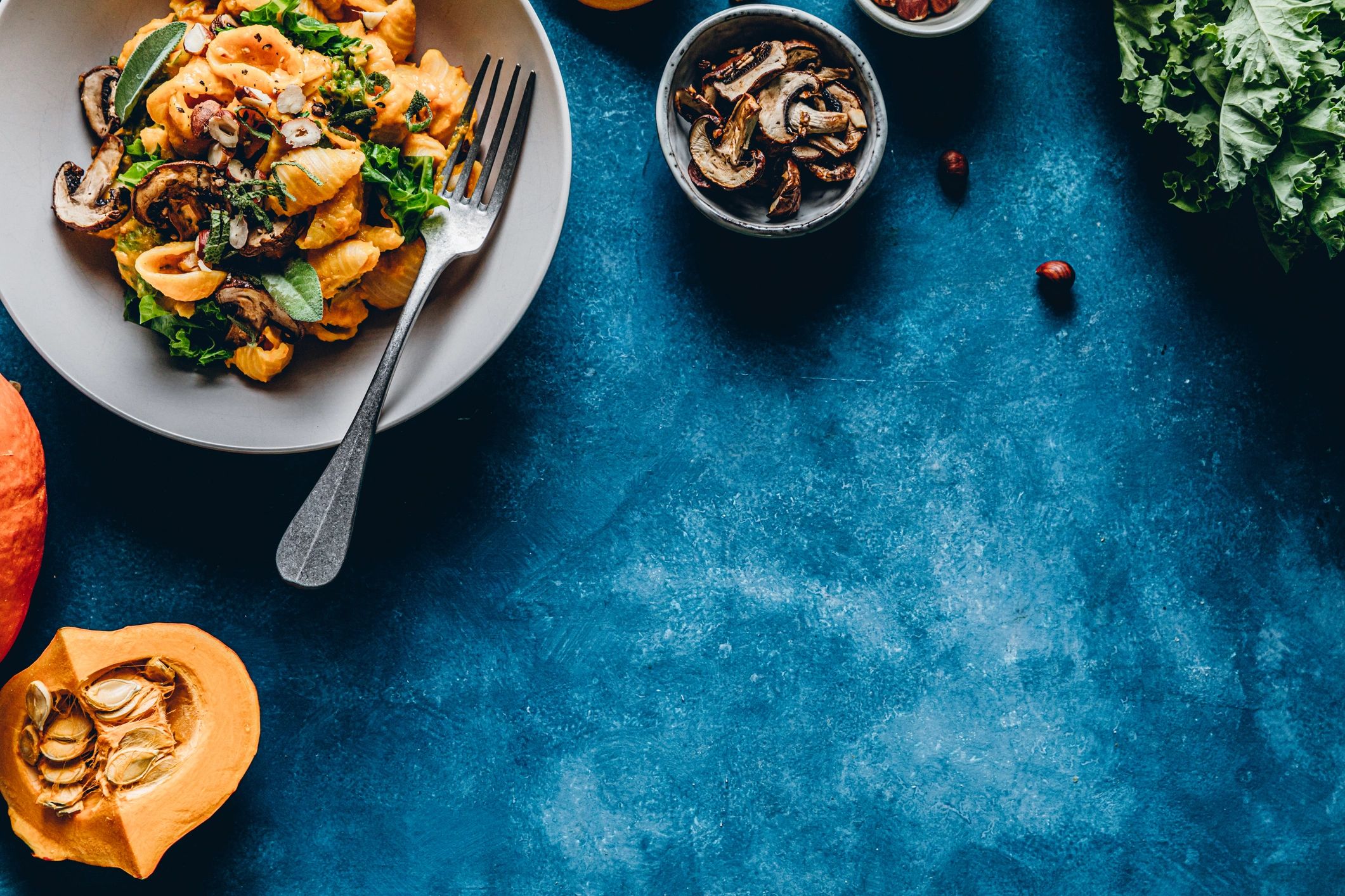Pumpkin pasta served in a bowl